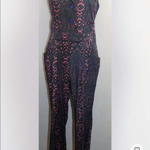 Charlie Jade Women Jumpsuit Medium Snake Print Black Blue Pink Sleeveless Pants - Picture 13 of 14